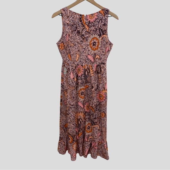 Madewell Pink Floral Print Lace Front Ruffle Hem Mini Dress NWT - Picture 3 of 9